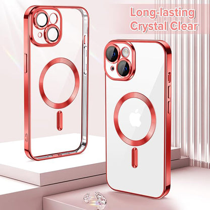 Husa de protectie Techsuit Luxury Crystal MagSafecompatibila cu Apple iPhone 15, acoperire spate, rosu