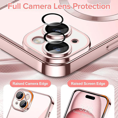 Husa de protectie Techsuit Luxury Crystal MagSafecompatibila cu Apple iPhone 15, acoperire spate, roz
