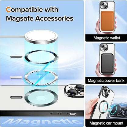 Husa de protectie Techsuit Luxury Crystal MagSafecompatibila cu Apple iPhone 15, acoperire spate, negru