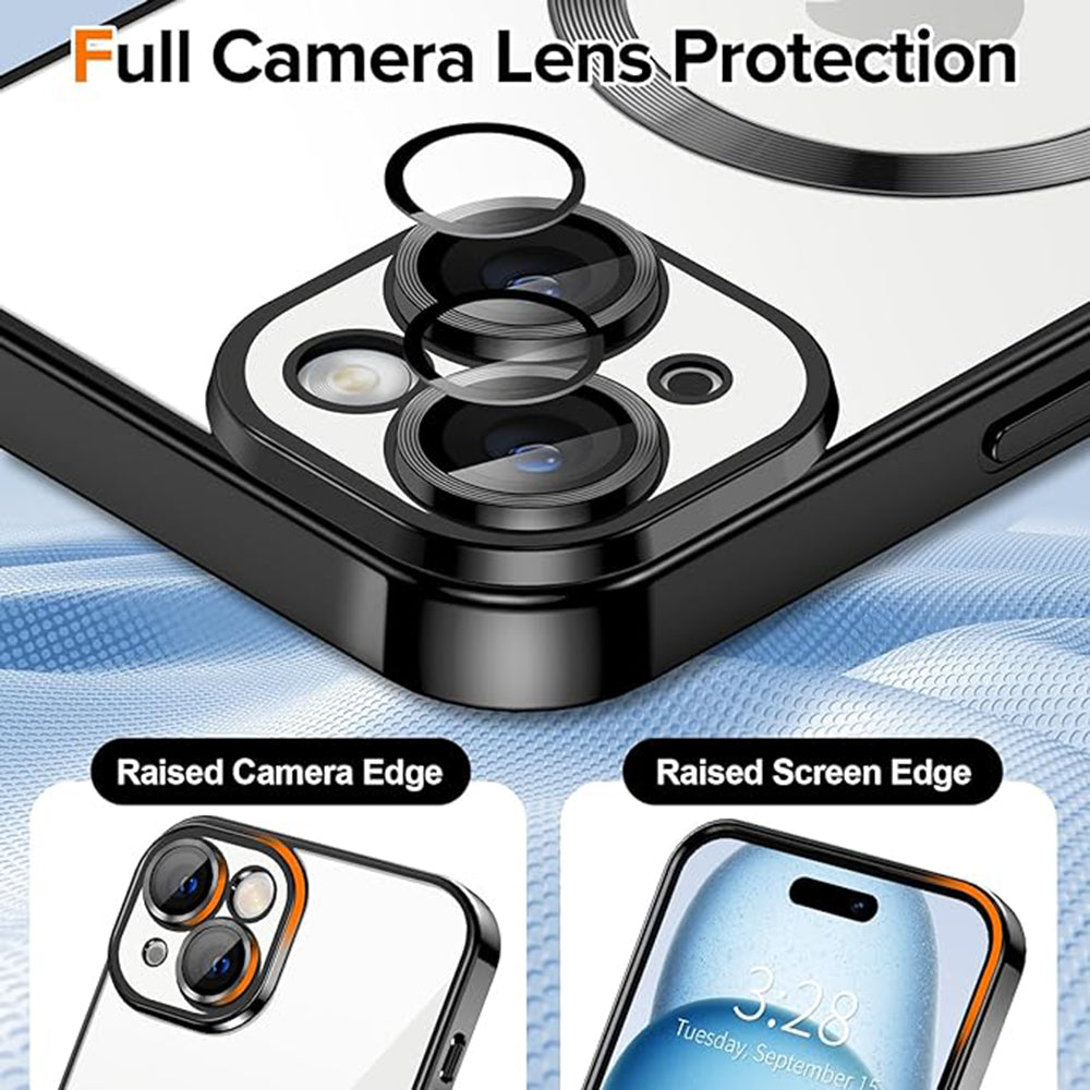 Husa de protectie Techsuit Luxury Crystal MagSafecompatibila cu Apple iPhone 15, acoperire spate, negru