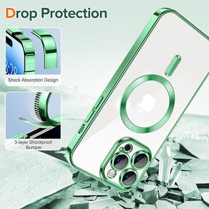 Husa de protectie Techsuit Luxury Crystal MagSafecompatibila cu Apple iPhone 14 Pro Max, acoperire spate, verde kaki