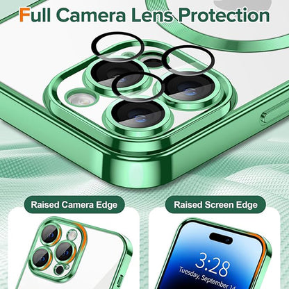 Husa de protectie Techsuit Luxury Crystal MagSafecompatibila cu Apple iPhone 14 Pro Max, acoperire spate, verde kaki