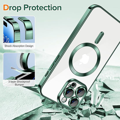 Husa de protectie Techsuit Luxury Crystal MagSafecompatibila cu Apple iPhone 14 Pro Max, acoperire spate, verde forest