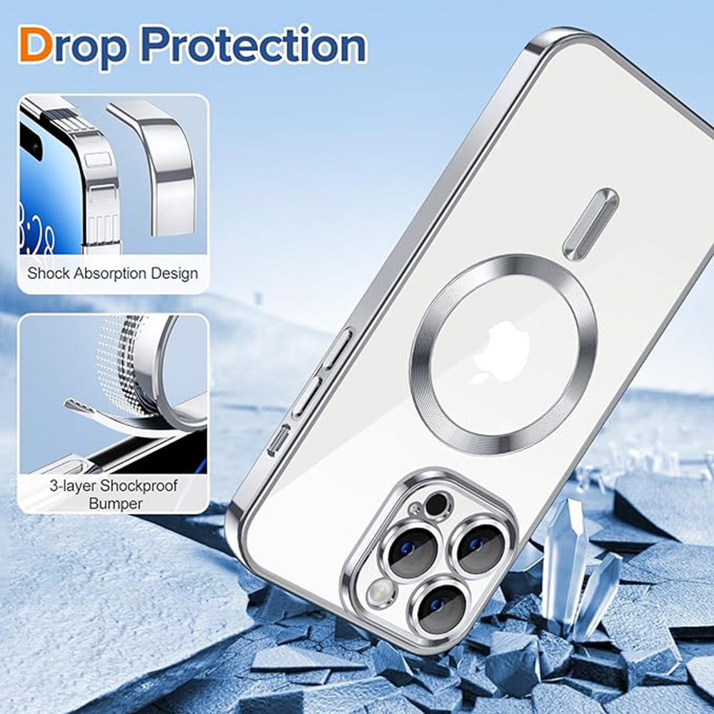 Husa de protectie Techsuit Luxury Crystal MagSafecompatibila cu Apple iPhone 14 Pro Max, acoperire spate, argintiu