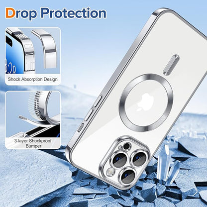 Husa de protectie Techsuit Luxury Crystal MagSafecompatibila cu Apple iPhone 14 Pro Max, acoperire spate, argintiu