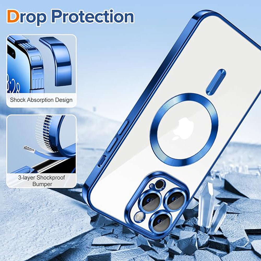 Husa de protectie Techsuit Luxury Crystal MagSafecompatibila cu Apple iPhone 14 Pro Max, acoperire spate, albastru inchis