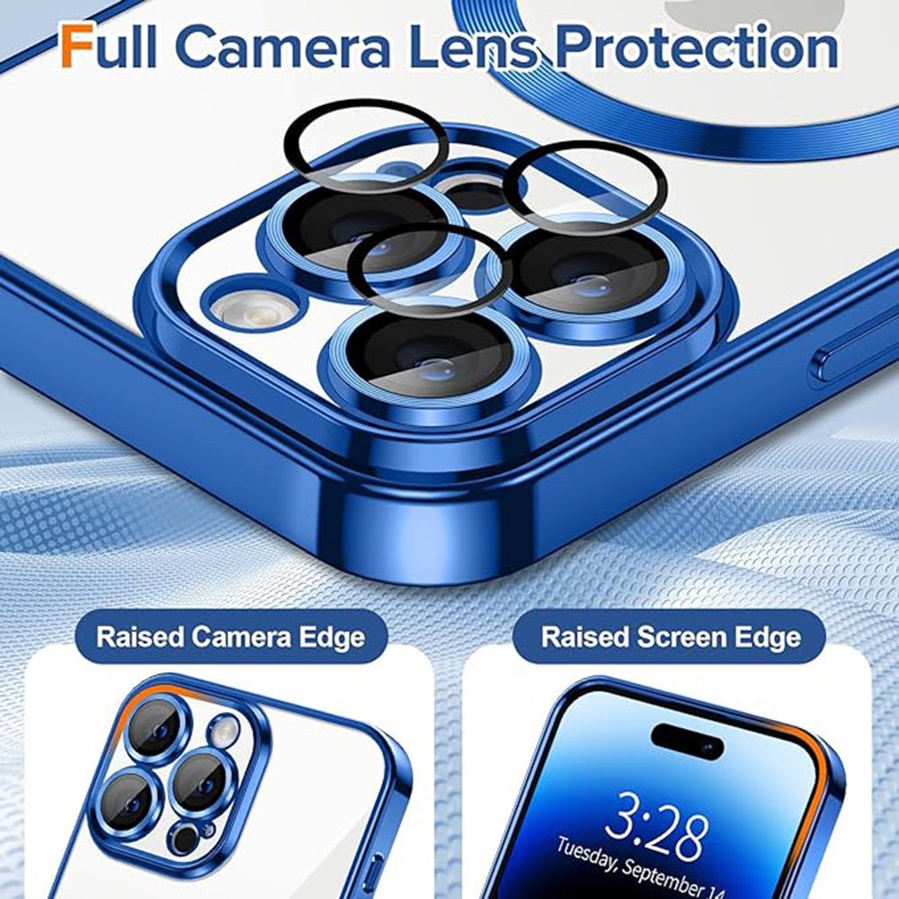 Husa de protectie Techsuit Luxury Crystal MagSafecompatibila cu Apple iPhone 14 Pro Max, acoperire spate, albastru inchis