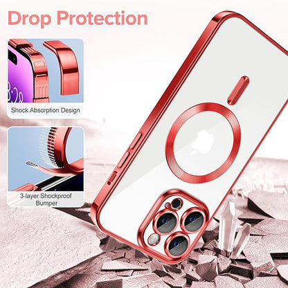 Husa de protectie Techsuit Luxury Crystal MagSafecompatibila cu Apple iPhone 14 Pro Max, acoperire spate, rosu