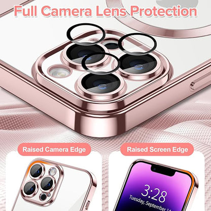 Husa de protectie Techsuit Luxury Crystal MagSafecompatibila cu Apple iPhone 14 Pro Max, acoperire spate, roz