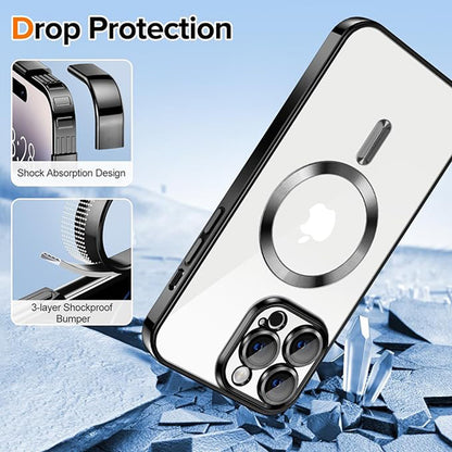 Husa de protectie Techsuit Luxury Crystal MagSafecompatibila cu Apple iPhone 14 Pro Max, acoperire spate, negru