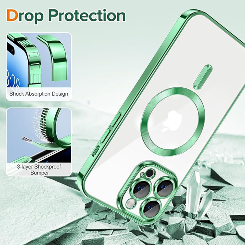 Husa de protectie Techsuit Luxury Crystal MagSafecompatibila cu Apple iPhone 14 Pro, acoperire spate, verde kaki