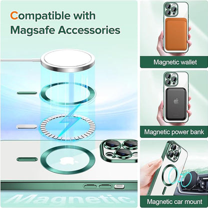 Husa de protectie Techsuit Luxury Crystal MagSafecompatibila cu Apple iPhone 14 Pro, acoperire spate, verde forest