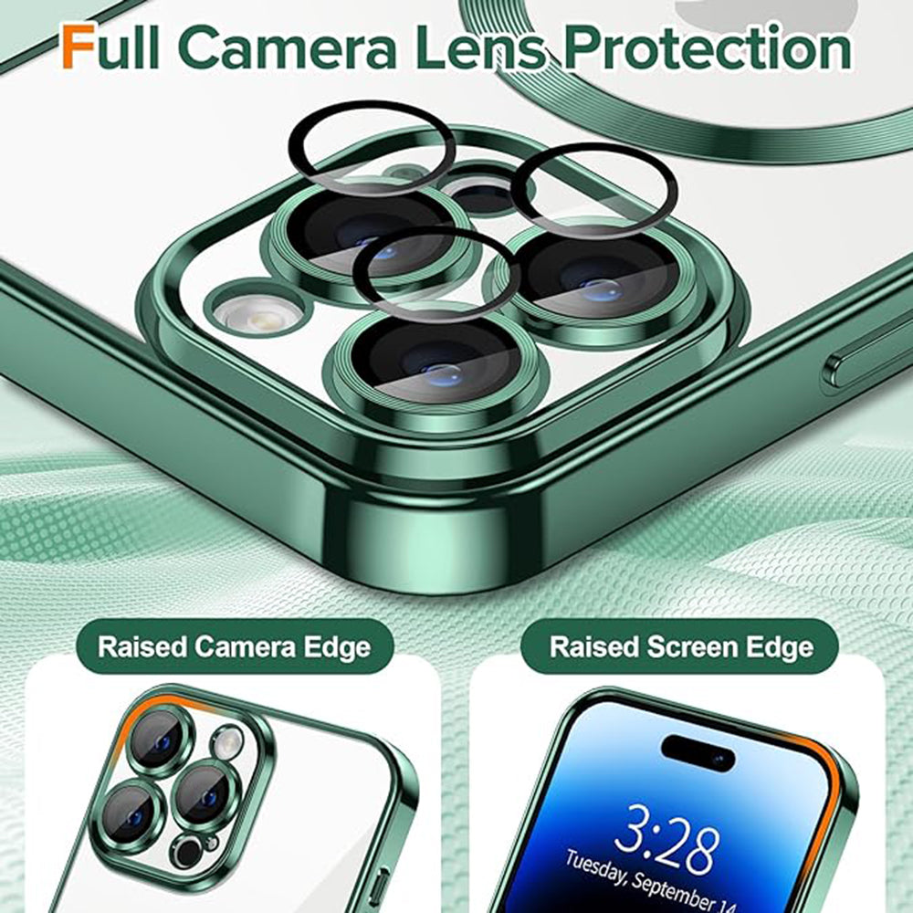 Husa de protectie Techsuit Luxury Crystal MagSafecompatibila cu Apple iPhone 14 Pro, acoperire spate, verde forest