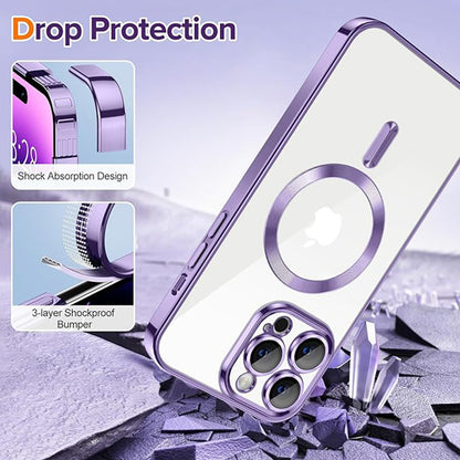 Husa de protectie Techsuit Luxury Crystal MagSafecompatibila cu Apple iPhone 14 Pro, acoperire spate, mov deschis