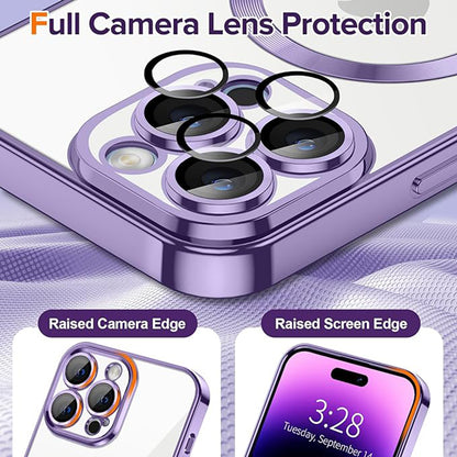 Husa de protectie Techsuit Luxury Crystal MagSafecompatibila cu Apple iPhone 14 Pro, acoperire spate, mov deschis