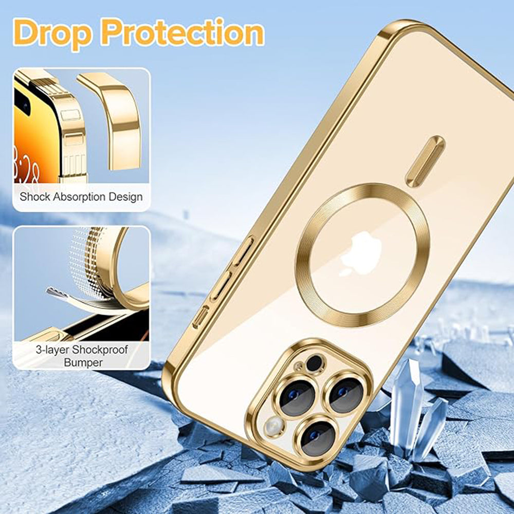 Husa de protectie Techsuit Luxury Crystal MagSafecompatibila cu Apple iPhone 14 Pro, acoperire spate, rose gold