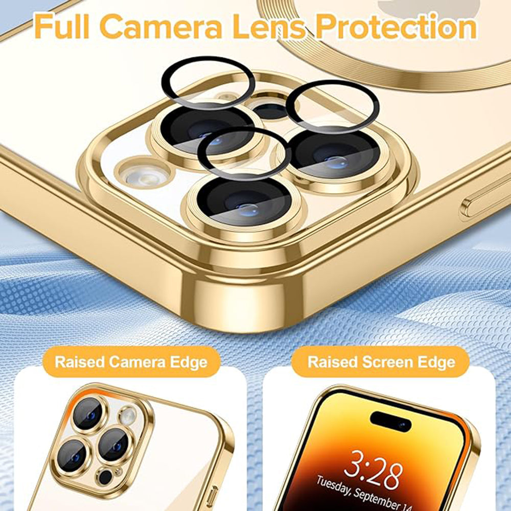 Husa de protectie Techsuit Luxury Crystal MagSafecompatibila cu Apple iPhone 14 Pro, acoperire spate, rose gold