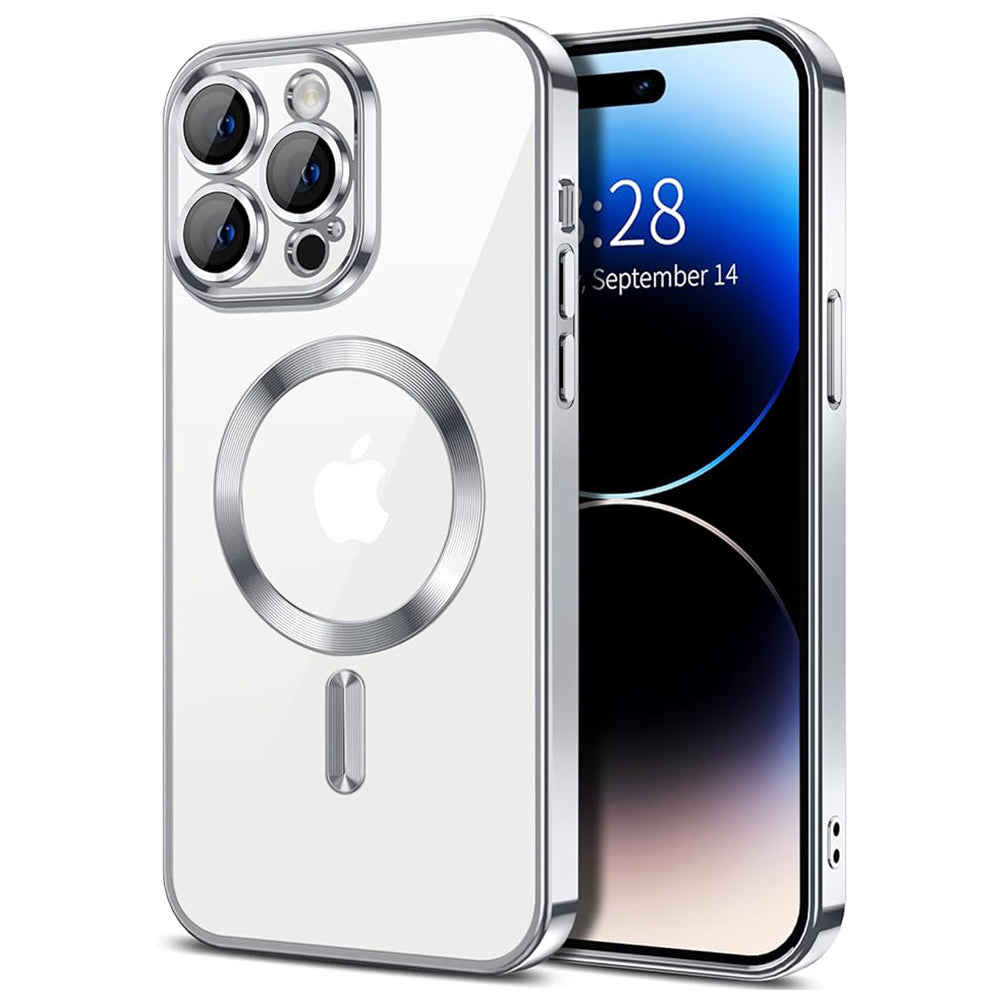 Husa de protectie Techsuit Luxury Crystal MagSafecompatibila cu Apple iPhone 14 Pro, acoperire spate, argintiu