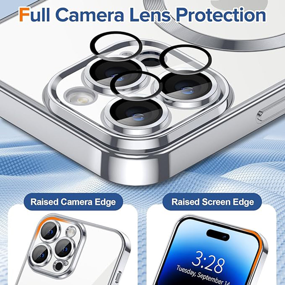 Husa de protectie Techsuit Luxury Crystal MagSafecompatibila cu Apple iPhone 14 Pro, acoperire spate, argintiu