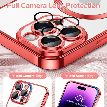 Husa de protectie Techsuit Luxury Crystal MagSafecompatibila cu Apple iPhone 14 Pro, acoperire spate, rosu