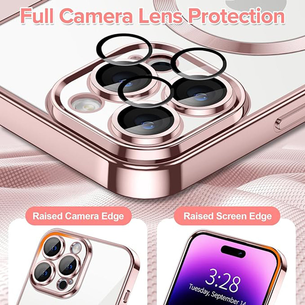 Husa de protectie Techsuit Luxury Crystal MagSafecompatibila cu Apple iPhone 14 Pro, acoperire spate, roz