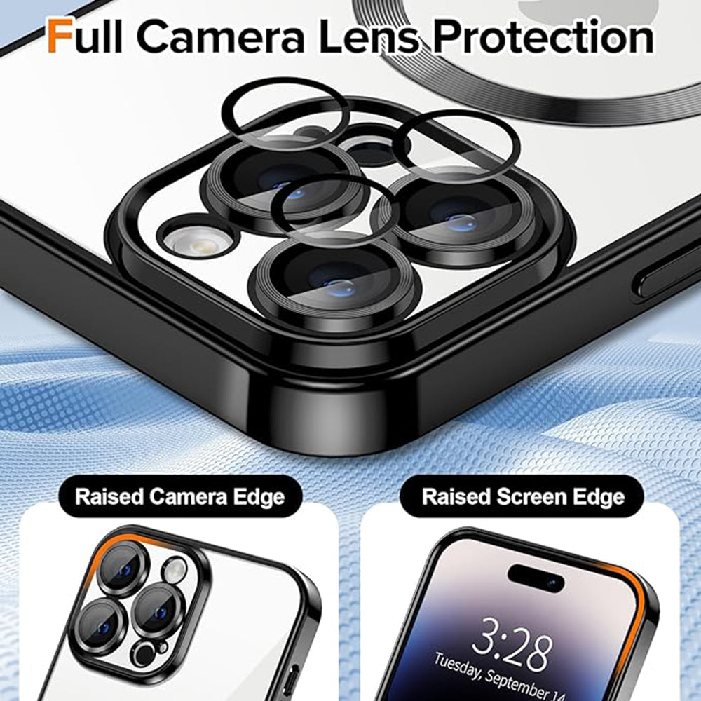 Husa de protectie Techsuit Luxury Crystal MagSafecompatibila cu Apple iPhone 14 Pro, acoperire spate, negru