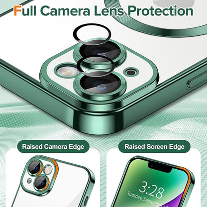 Husa de protectie Techsuit Luxury Crystal MagSafecompatibila cu Apple iPhone 14 Plus, acoperire spate, verde forest