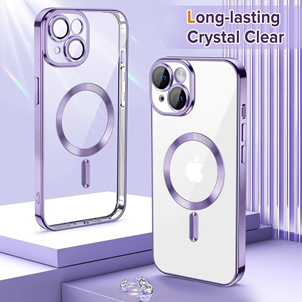 Husa de protectie Techsuit Luxury Crystal MagSafecompatibila cu Apple iPhone 14 Plus, acoperire spate, mov deschis