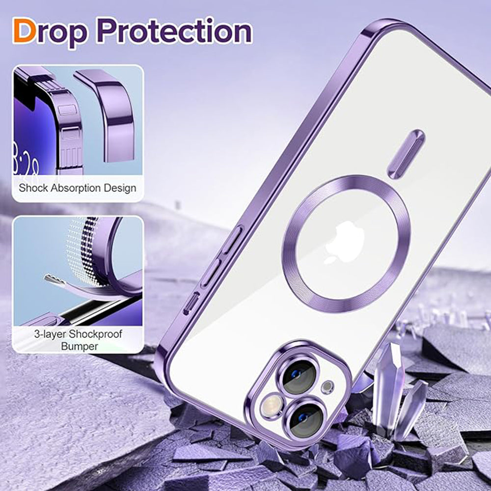 Husa de protectie Techsuit Luxury Crystal MagSafecompatibila cu Apple iPhone 14 Plus, acoperire spate, mov deschis