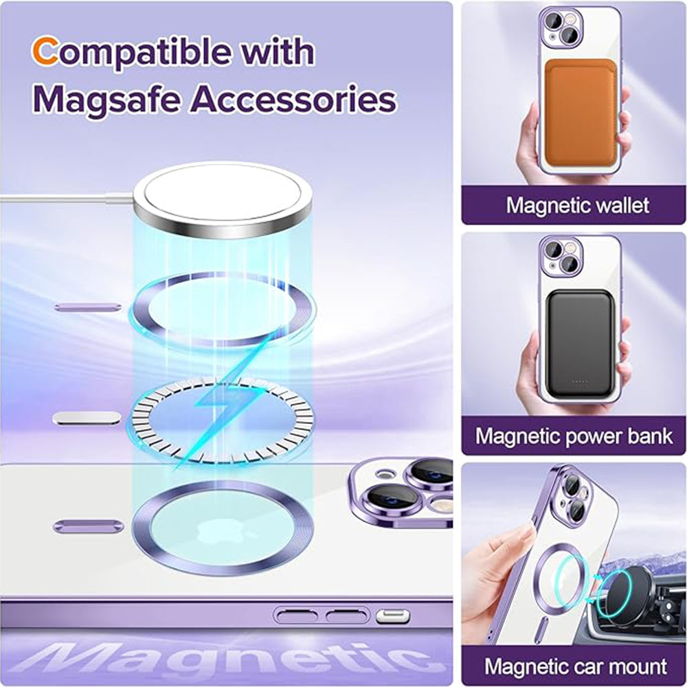 Husa de protectie Techsuit Luxury Crystal MagSafecompatibila cu Apple iPhone 14 Plus, acoperire spate, mov deschis