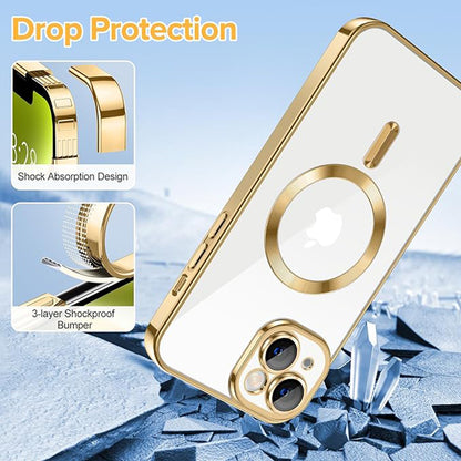 Husa de protectie Techsuit Luxury Crystal MagSafecompatibila cu Apple iPhone 14 Plus, acoperire spate, rose gold