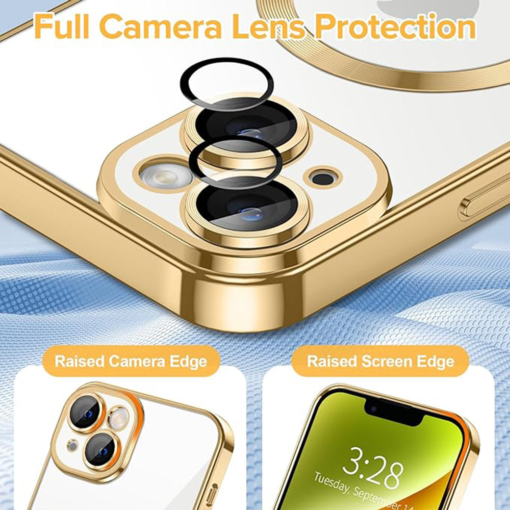 Husa de protectie Techsuit Luxury Crystal MagSafecompatibila cu Apple iPhone 14 Plus, acoperire spate, rose gold