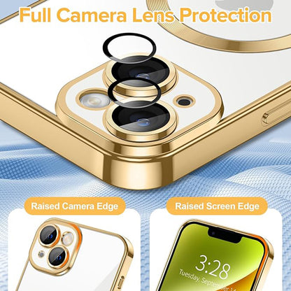 Husa de protectie Techsuit Luxury Crystal MagSafecompatibila cu Apple iPhone 14 Plus, acoperire spate, rose gold