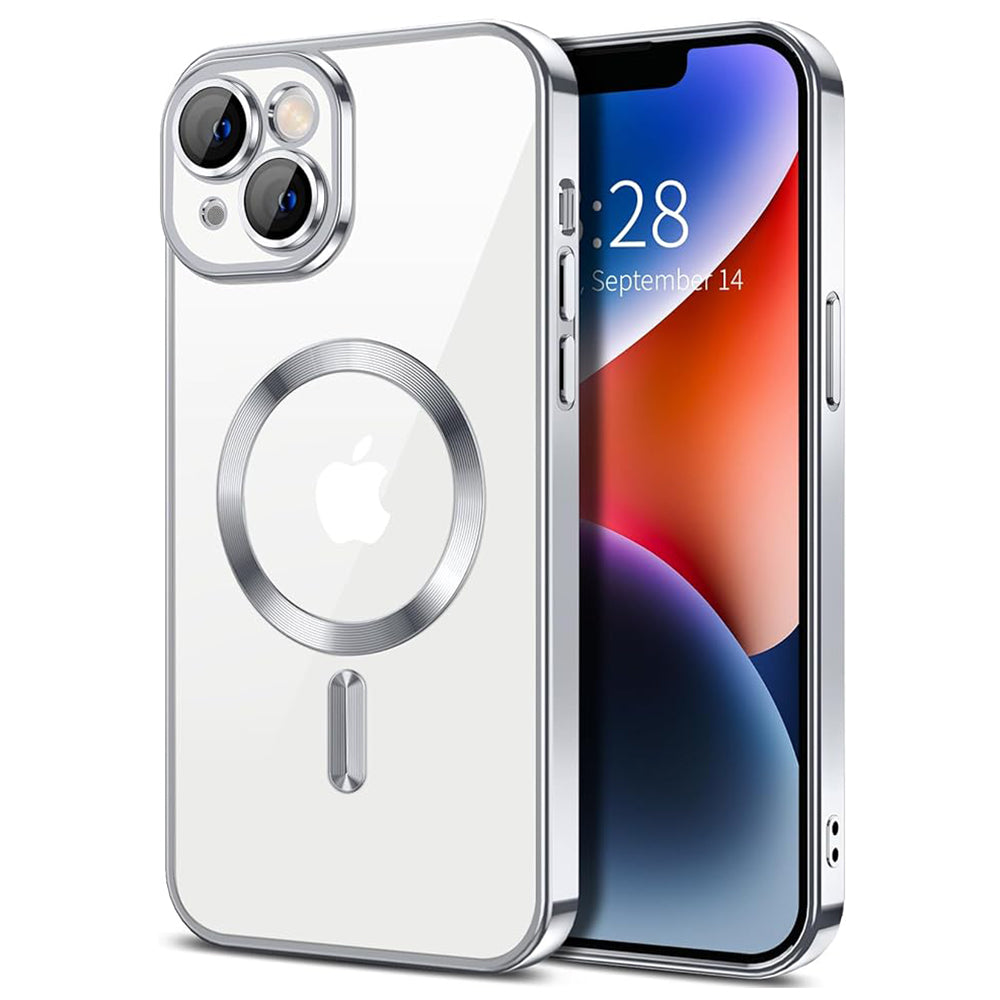 Husa de protectie Techsuit Luxury Crystal MagSafecompatibila cu Apple iPhone 14 Plus, acoperire spate, argintiu