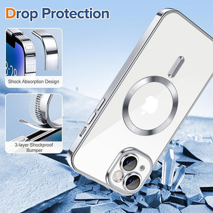 Husa de protectie Techsuit Luxury Crystal MagSafecompatibila cu Apple iPhone 14 Plus, acoperire spate, argintiu