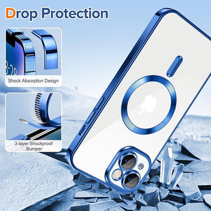 Husa de protectie Techsuit Luxury Crystal MagSafecompatibila cu Apple iPhone 14 Plus, acoperire spate, albastru inchis