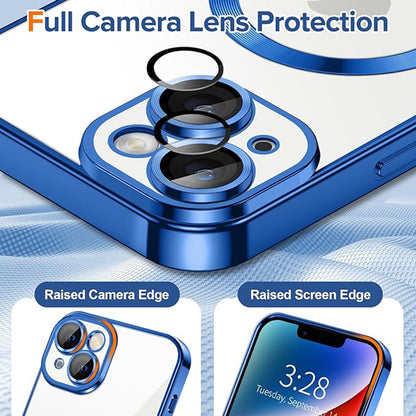 Husa de protectie Techsuit Luxury Crystal MagSafecompatibila cu Apple iPhone 14 Plus, acoperire spate, albastru inchis