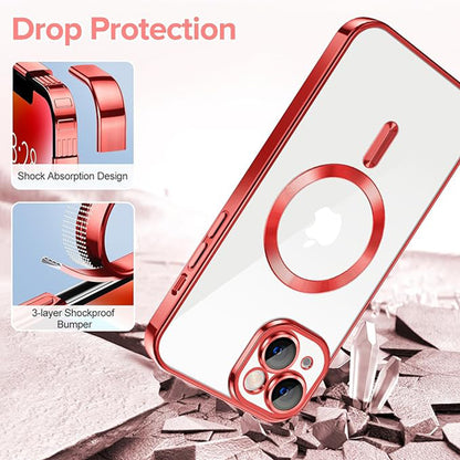 Husa de protectie Techsuit Luxury Crystal MagSafecompatibila cu Apple iPhone 14 Plus, acoperire spate, rosu