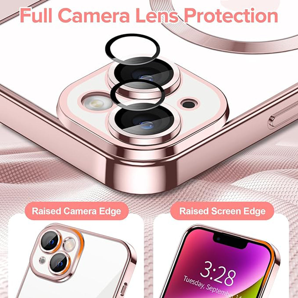 Husa de protectie Techsuit Luxury Crystal MagSafecompatibila cu Apple iPhone 14 Plus, acoperire spate, roz