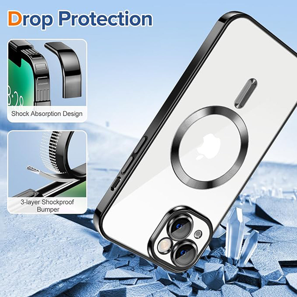 Husa de protectie Techsuit Luxury Crystal MagSafecompatibila cu Apple iPhone 14 Plus, acoperire spate, negru