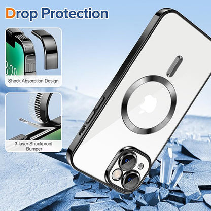 Husa de protectie Techsuit Luxury Crystal MagSafecompatibila cu Apple iPhone 14 Plus, acoperire spate, negru