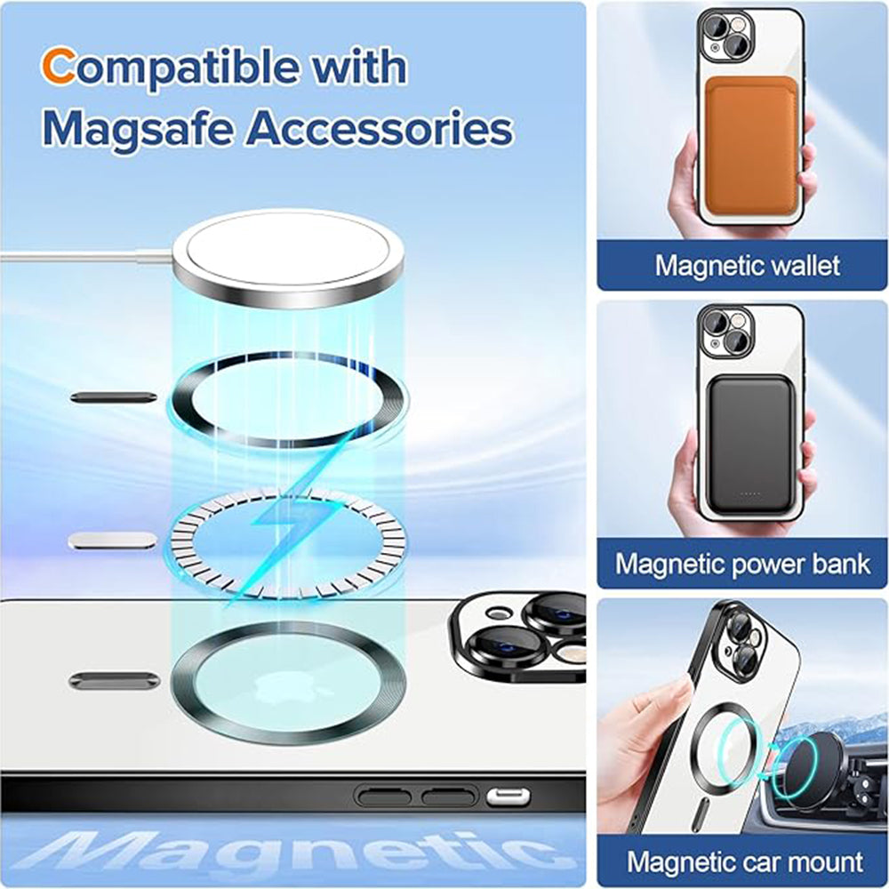 Husa de protectie Techsuit Luxury Crystal MagSafecompatibila cu Apple iPhone 14 Plus, acoperire spate, negru