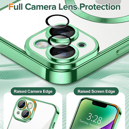 Husa de protectie Techsuit Luxury Crystal MagSafecompatibila cu Apple iPhone 14, acoperire spate, verde kaki
