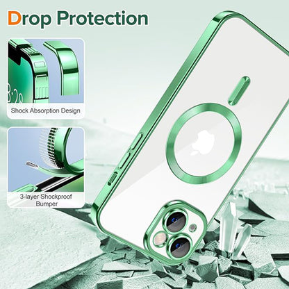 Husa de protectie Techsuit Luxury Crystal MagSafecompatibila cu Apple iPhone 14, acoperire spate, verde kaki