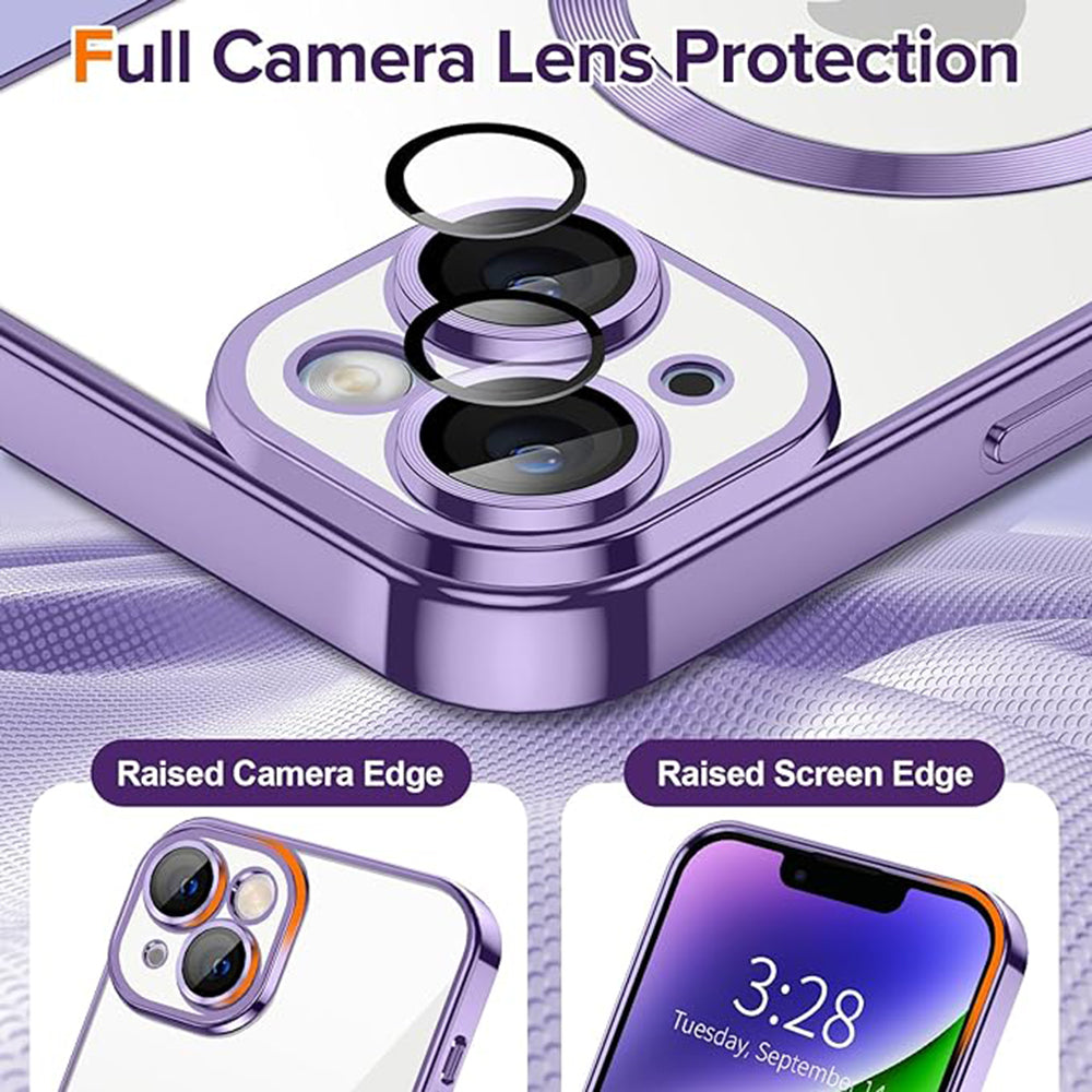 Husa de protectie Techsuit Luxury Crystal MagSafecompatibila cu Apple iPhone 14, acoperire spate, mov deschis