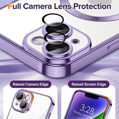 Husa de protectie Techsuit Luxury Crystal MagSafecompatibila cu Apple iPhone 14, acoperire spate, mov deschis
