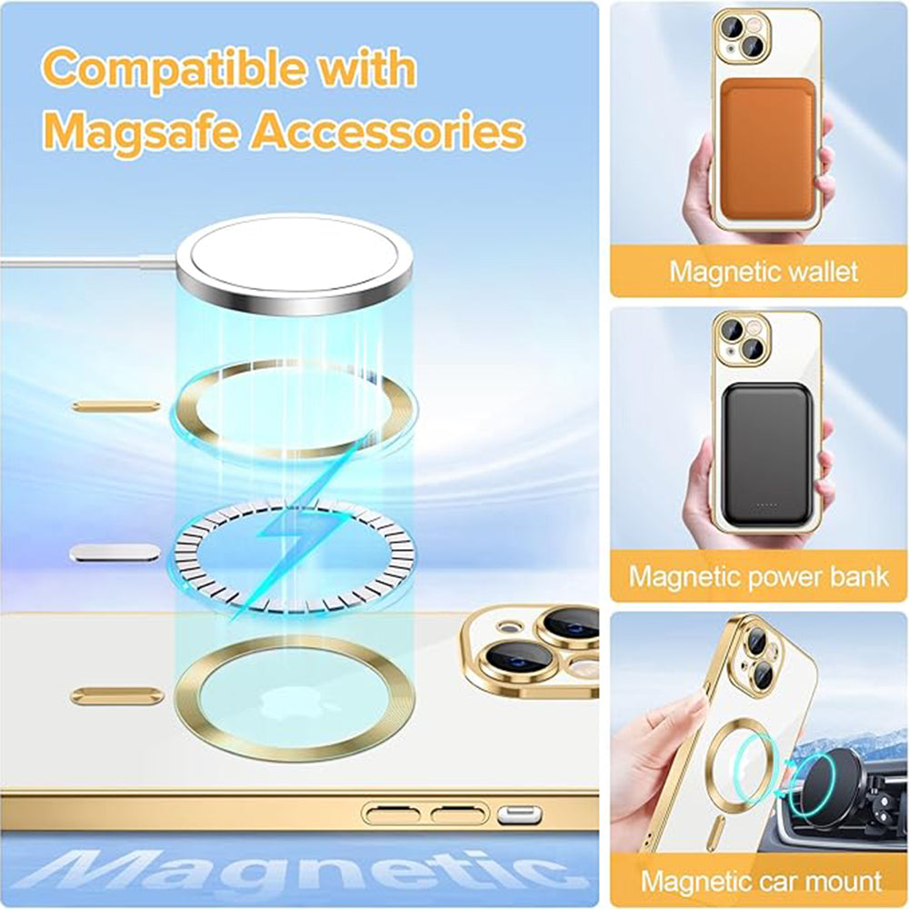 Husa de protectie Techsuit Luxury Crystal MagSafecompatibila cu Apple iPhone 14, acoperire spate, rose gold