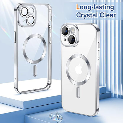 Husa de protectie Techsuit Luxury Crystal MagSafecompatibila cu Apple iPhone 14, acoperire spate, argintiu
