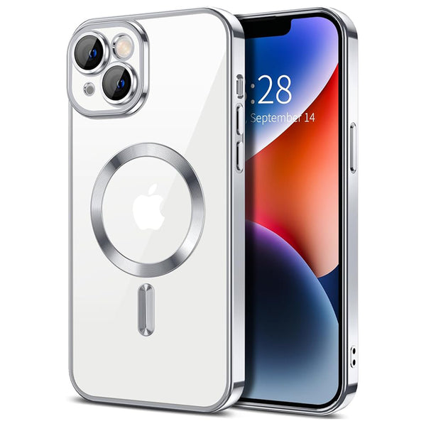 Husa de protectie Techsuit Luxury Crystal MagSafecompatibila cu Apple iPhone 14, acoperire spate, argintiu