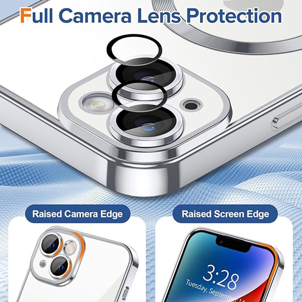 Husa de protectie Techsuit Luxury Crystal MagSafecompatibila cu Apple iPhone 14, acoperire spate, argintiu